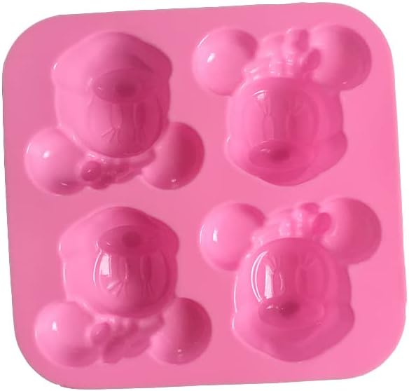 Miniatura 4 de Molde de silicona con 4 cavidades de Mickey Minnie Mouse para hacer dulces de fondant, moldes de chocolate, piruleta, postres, goma, arcilla, jabón,