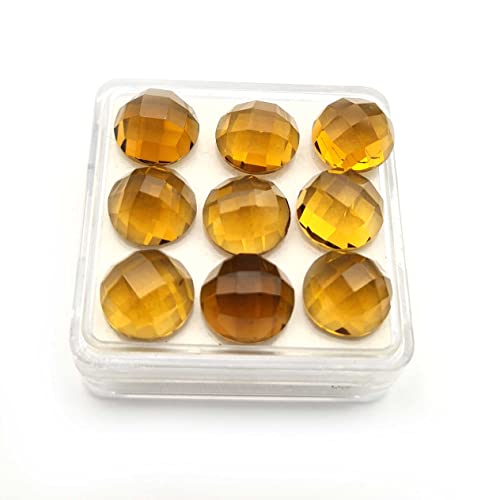 Natural Champagne Quartz Round Checker Cut Gemstone Lot 15 Pcs 10 MM 52 CT