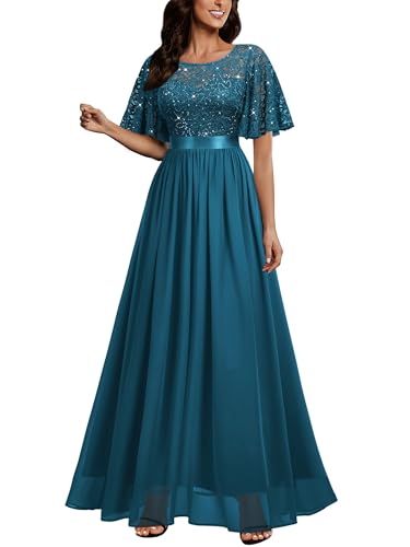 Miusol Women's Elegant Sequin Lace Butterfly Sleeve...