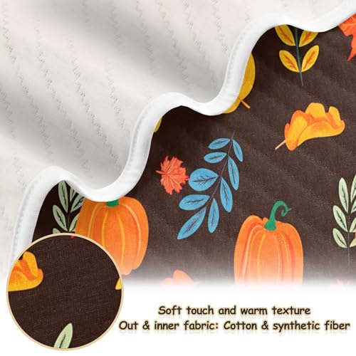 Burbuja Fall Pumpkin Baby Blanket for Boys Girls, Nursery Soft Warm Swaddling Receiving Baby Blankets, 30x40 in Toddler Blanket2