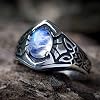 Cutesmile Vintage Pattern Silver Ring Oval Cut Moonstone Silver Ring (8)