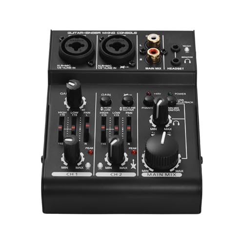 Mélangeur de carte son 3 canaux LiebeWH avec alimentation fantôme 48V pour home studio