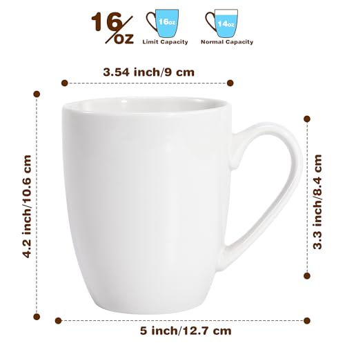 Urbanstrive 16 oz Large Coffee Mugs Set of 6