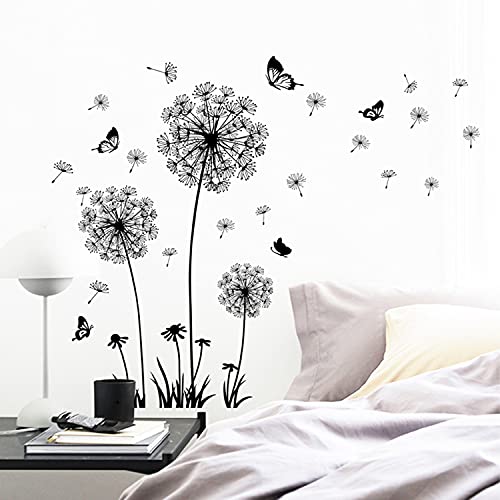 Arawat 2 Set Dandelion Wall Decals Flower Stickers Murals Butterflies Wall Decor For Bedroom Office Bathroom Living Room Floral Wall Decals Removable Wall Art Decoration Peel And Stick Room Wall Decor #TOP1