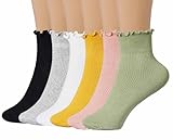 Eforwest 6 Pairs of Ruffle Socks Women, Cute Ruffle Ankle Socks