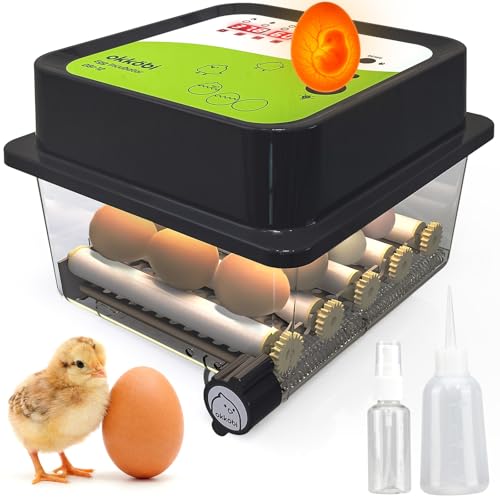 Okköbi OBI-12 Couveuse Automatique – Incubateur à œufs pour 12 œufs avec Retournement Automatique - Couveuse Poule pour œufs de Poule, Caille et Canard - Noir