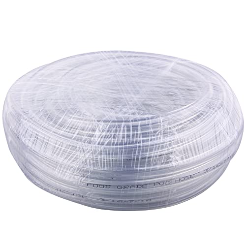 DERNORD PVC Tubing 3/16"ID X 7/16"OD Flexible Clear Vinyl Hose 50 Feet for Food Grade