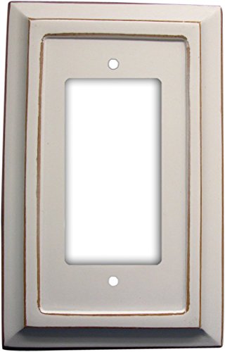 Amerelle Savannah Single Rocker Wood Wallplate in Distressed White, 1 Rocker GFCI