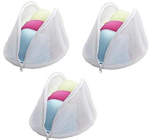 Polyester Cone Shape Bra Wash Bag (pack of 3) for Washing Machine, Protective Lingerie Laundry Bags for Bras, Underwear & Delicates, White-image-39