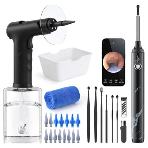 Electric Ear Wax Removal Tool Ear Cleaning Kit Safe and Effective Ear Irrigation Flushing System Reusable Ear Washer for Adults with Ear Cleaner Camera, Blue