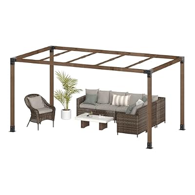 LUXIJOY 10' x 13' Wood Pergola Outdoor, Wooden Pergola Grape with Stable Structure for Climbing Plant Support, Painted Wood Pergola for Garden Porch Yard with Expansion Screws Included, Dark Brown