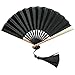 ZFF Fan 7.7 Pollici Cotone Pieghevole, Ventilatore a Mano Ventilatore Portatile a Mano con bambù, Telaio in Lega di Alluminio e Nappe