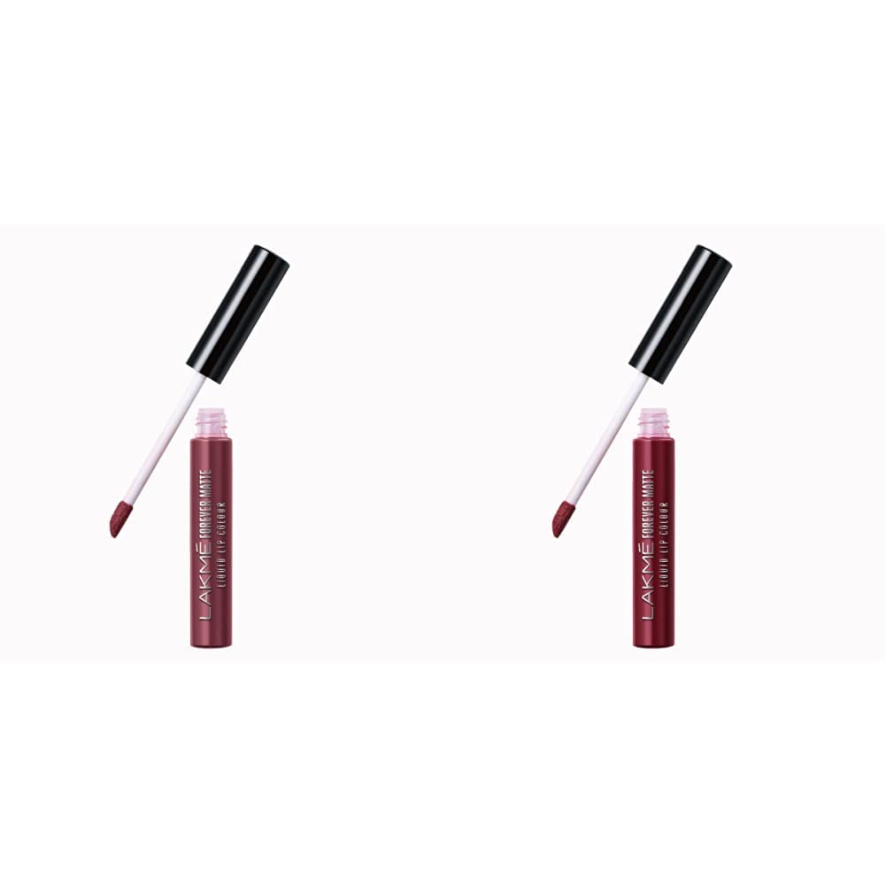 LAKMÉ Forever Matte Liquid Lip Colour, Mauve Party, 5.6ml & Lakmé Forever Matte Liquid Lip Colour, Red Sangria, 5.6 ml
