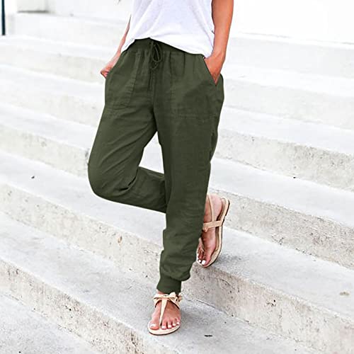 Pantalon stretch léger femme avec cordon de serrage ajustable