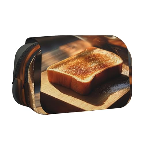 WZYCWB Estuche portátil con estampado de tostadas ideal para organizar bolígrafos en la oficina o guardar brochas de maquillaje