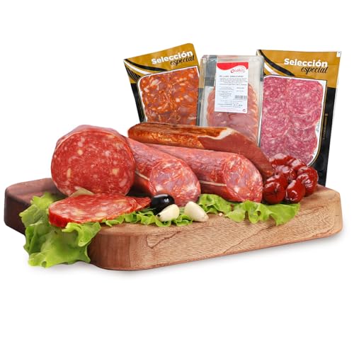 Surtido de Embutido Loncheado | Selección Gourmet | Lote de Embutidos | Chorizo Rojo 400 gr | Salchichon 400 gr | Lomo Embuchado 160 gr | Sin Gluten