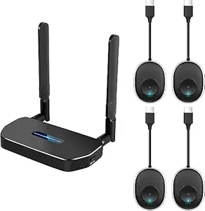 Tobo Wireless Hdmi Transmitter and Receiver 4k. (One Receiver and Four Transmitter) No Need to Match?Switch at Will?164FT/50M VGA Dual Screen Casting Video Audio from PC/Laptop/Netfix/Tiktok to MonitorTD-969WA.