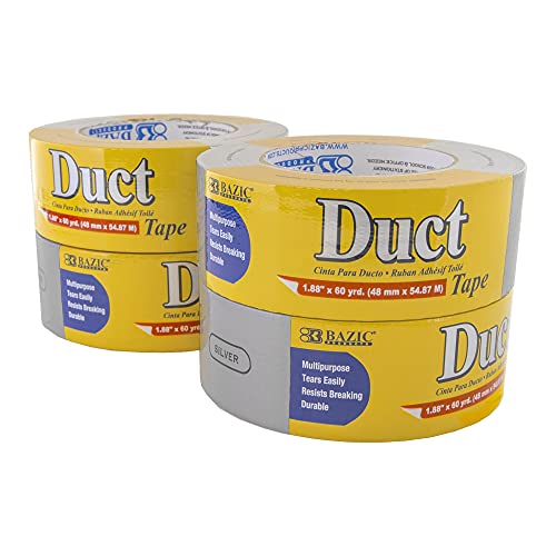 Image of BAZIC PRODUCTS Silver Duct Tape, 1.88 in x 60 Yd, 4-Pack | aggressive adhesive that tears by hand for repairs