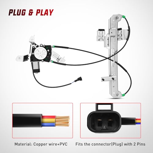 Image of Nilight Power Window Regulator with Motor Rear Passenger Side,Compatible with Cadillac Escalade /Chevy Tahoe /GMC Yukon 2002 2003 2004 2005 2006,Rear Right,748-229