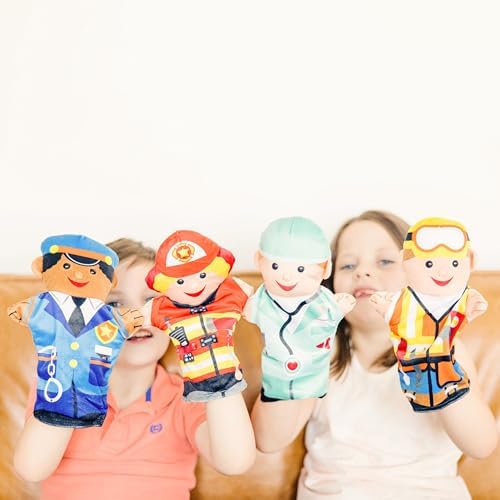Melissa & Doug 졸리 헬퍼스 손인형, 4개 세트, 건설 노동자, 의사, 경찰관 및 소방관 — 사진 2