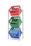 Getränkekistenregal Kistenständer für Getränkekisten - Platzsparend Organisieren, Robuste & Stabile Konstruktion, für 3 Kisten, Maße 50x30x116cm, aus Stahlrohr - Ideal für Keller, Garage & Lager