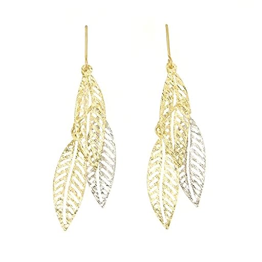 Pendientes de Oro Blanco y Amarillo de 9 Quilates - Diseño de Hojas - Joyería de Lujo Hecha a Mano en Italia | Ya disponible en tu tienda friki favorita! En mundofriki.es! Pendientes de Oro Blanco y Amarillo de 9 Quilates - Diseño de Hojas - Joyería de Lujo Hecha a Mano en Italia | Ya disponible en tu tienda friki favorita! En mundofriki.es!