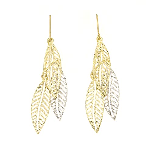 Pendientes de Oro Blanco y Amarillo de 9 Quilates - Diseño de