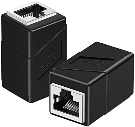 RJ45 Coupler, 2 Pack Ethernet Adapters Female to Female, Patch Cable Extender Adapter, 8-Pin Modular Straight Through, Network Connectors for Cat8/Cat7/Cat6/Cat6a/Cat5e/Cat5 Cable(Black)