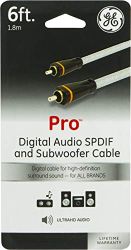 Ge Digital Audio Spdif And Subwoofer Cable, 6 Ft. Rca Type Male To Male Cord, For Subwoofer, Home Theater, Hdtv, Amplifier Soundbar, 33535 #TOP4