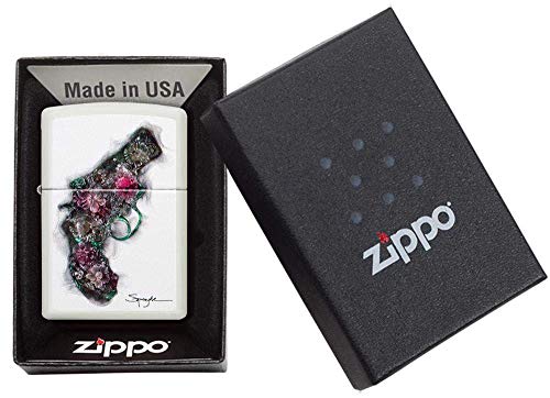 Encendedor Zippo Spazuk Flower Blanco Mate de Bolsillo miniatura 6
