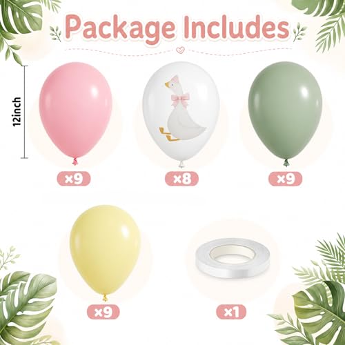 Image of Goose Balloons, 12 Inch Pink Green Yellow Goose Print Balloons for Farm Baby Shower Birthday Party Spring Supplies