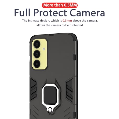 Image of Pikkme Samsung Galaxy A15 5G Back Cover | D5 Tough Armor Bumper | 360 Protection Case | Ring Holder Stand Case for Samsung Galaxy A15 5G (Black)