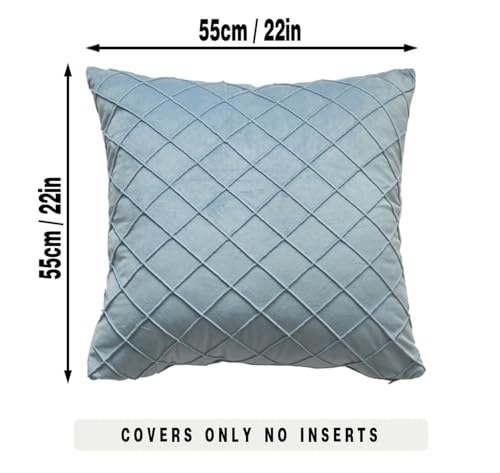 GONOVE Cushion Covers 55X55cm Soft Velvet Decorative Throw Pillow Cases Pack of 2 Square Pillow Covers Pillowcases with Invisible Zipper for Home Couch Sofa Bed Light Blue - Image 2
