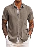 COOFANDY Mens Short Sleeve Summer Shirts Casual Regular Fit Shirts Holiday Beach Shirt with Pockets Brown XXL