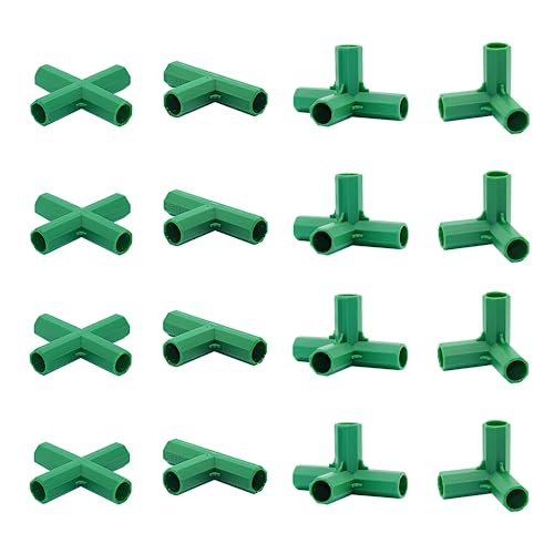Bykswil 16PCS Fitting 16MM 4 Types Stable Support Heavy Duty Greenhouse Frame Building Connector Suitable for Grape Trellis Sunscreen Shed Gardening