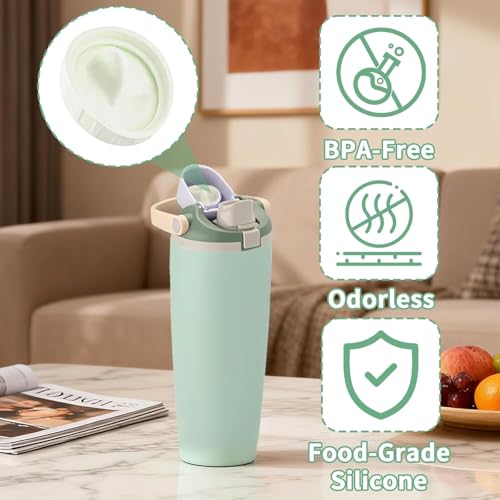 4 pcs Stopper For Owala FreeSip Sway 30 oz, Water Bottle Top Lid Parts for Sway 40 oz BPA-Free Seal Bottle Cap Mouth Gasket Silicone Plug Accessories (Mint) - image 4
