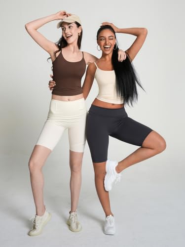 Image of 2 Pack Womens Cami Tank Scoop Neck Spaghetti Strap Tank Tops Basic Tight Camisole Shirts