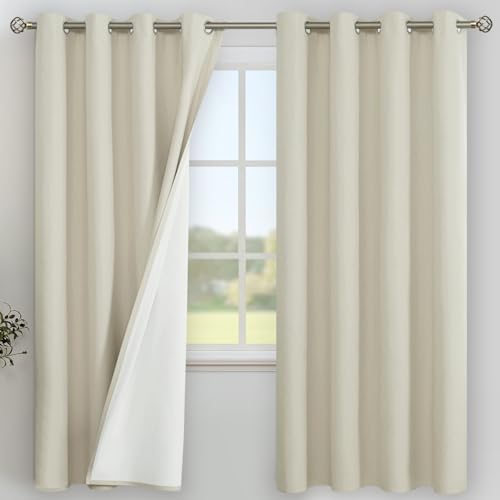 Image of YoungsTex Stone Linen 100% Blackout Curtains for Bedroom 72 Inch Length, Room Darkening Thermal Insulated Drapes for Living Room with Grommet Energy Saving, 2 Panels, 52 X 72 Inch