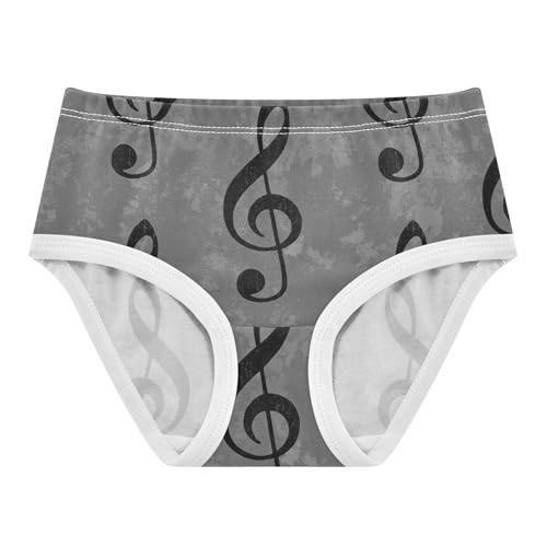 Black Treble Clefs Textured Gray Cute Panties Girl Toddlers Underwear Floral Cotton Animal Undies Kids Briefs 2t