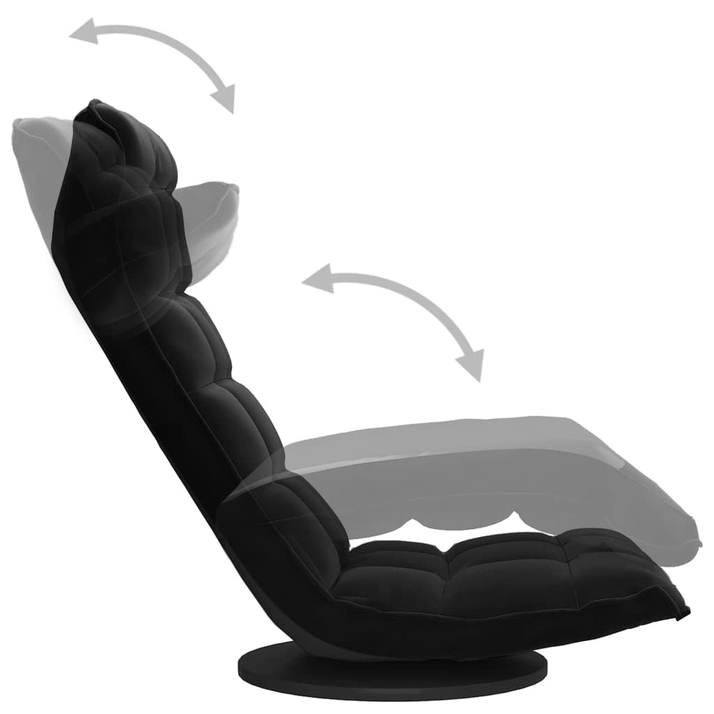 Bodenstuhl Drehbar Relaxsessel Ergonomisch & 360° drehbar klappbar mit Polsterung Gemütlicher Sessel für Wohnzimmer Schwarz Samt