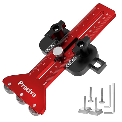 Preciva Thin Rip Table Saw Jig - 3 Pulleys Thin Rip Jig for Making Repetitive Narrow Strip Cuts Table Saw Guide Fits for 3/8 x 3/4 U Slot T Slot and 1/4 x 3/8 T Slot Red
