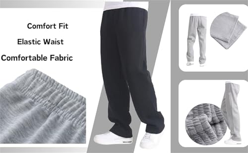 Boy's Baggy Sweatpants Straight Straight Leg Open Bottom Sweatpants with Pockets Teens Loose Fit Elastic Waist Sweat Pants4