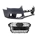 Complete Front Bumper Cover Grille Kit w/Emblem For 2013 2014 2015 2016 Au-di A4/S4/A4 Quattro with S-Line Package,W/Upper & Lower Grill Grille & Fog Lights,full bumper kit