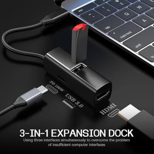 Image of Verilux USB C Hub 3 in 1 USB 3.0 Hub 4K HD USB C to HDMI Hub Support PD100W Charging & 5Gbps Data Transfer Universal USB C Hub for Phone, PC, Laptop, Flash Drive