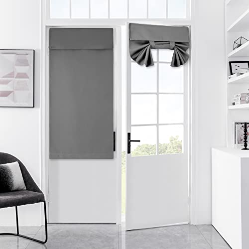 Wdfour Door Curtains For Door Window, French Door Curtains For Privacy, Easy Installed Tricia Door Panels,Front Door Sidelight Curtain Tie Up Shade, Washable Curtain 25W X 40L Inch Dark Gray, 1 Panel #TOP5