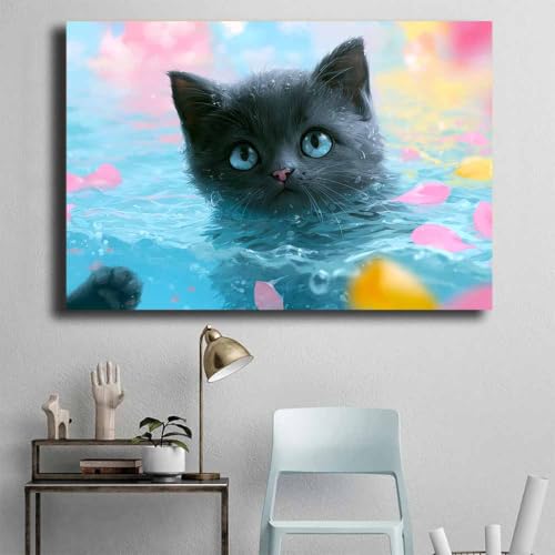 Toile imprimée Bath Kittys en multicolore 70x100cm encadrée - 4