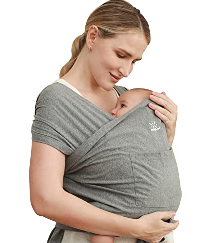 Image of Baby Wraps Carrier, Newborn to Toddler, Adjustable Breathable and Hands Free Baby Carriers Sling (Grey)