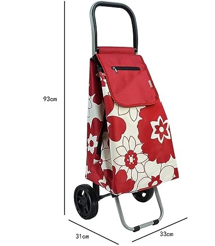 Tragbarer Einkaufstrolley mit Rollen für Reisen und Lebensmittel, faltbarer Gepäckwagen mit Einkaufstasche – Bild 3