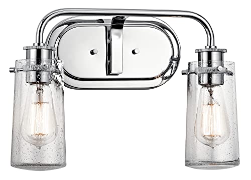 Image of KICHLER Braelyn 14.75 inch 2 Light Vanity Light with Clear Seeded Glass Chrome