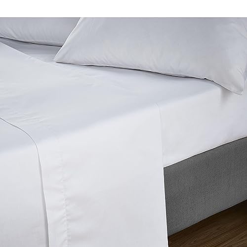 Draps plats en polycoton par lot de 25 AUSA pour lit double - Blanc confort hôtelier - 2